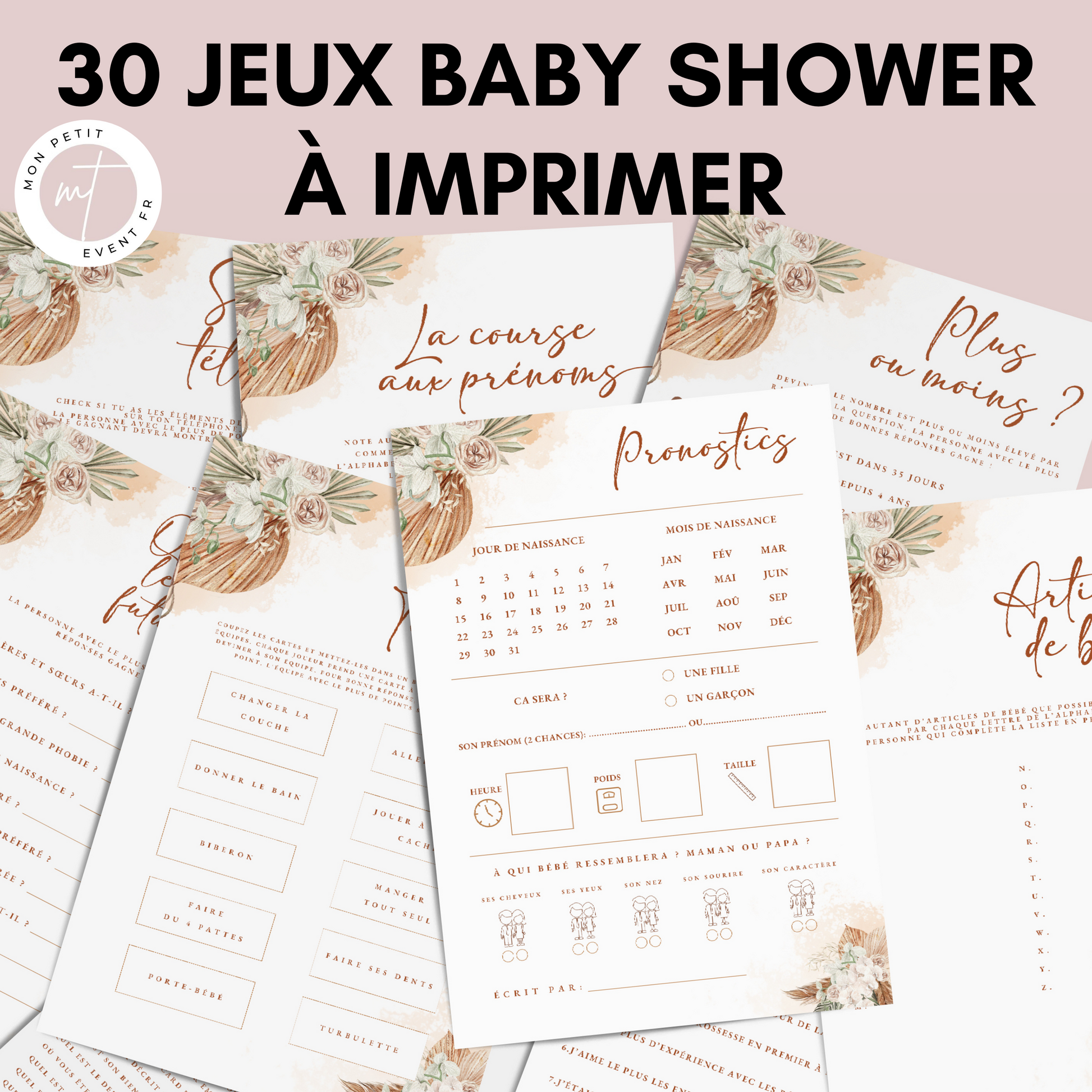 Jeux Baby Shower à imprimer en français : Téléchargez des activités po –  monpetiteventfrance