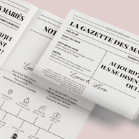 Gazette des mariés à personnaliser Canva - Moderne - Journal de mariage PDF
