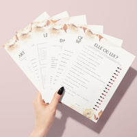 Jeux de mariage à personnaliser Canva - Boho Fleuri - 25 cartes PDF à imprimer