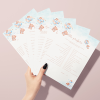 Jeux Baby Shower à Imprimer Bleu Élégant - 30 Activités Fête Prénatale