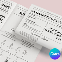 Pack Gazette des mariés + 20 Jeux à personnaliser Canva - Journal de mariage PDF