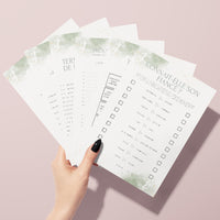 Jeux de mariage à personnaliser Canva - Aquarelle Vert - 25 cartes PDF à imprimer