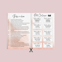Jeux EVJF en Ville à Imprimer Rose & Blanc Pailleté - 60 Gages & Défis