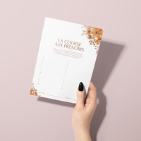 Kit Jeux Baby Shower à personnaliser Canva - Fleuri Orange Brûlé - PDF à imprimer