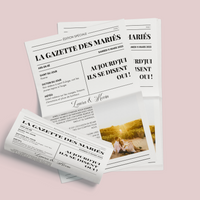 Gazette des mariés à personnaliser Canva - Moderne - Journal de mariage PDF