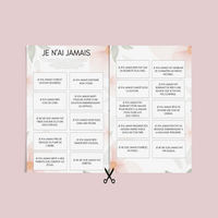 Jeu Je n'ai jamais à imprimer - Rose et Vert Fleuri - 100 Cartes pour adultes PDF