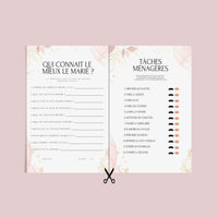 Jeux de mariage à personnaliser Canva - Rose Fleuri - 25 cartes PDF à imprimer