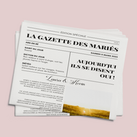 Gazette des mariés à personnaliser Canva - Moderne - Journal de mariage PDF