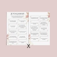 Jeu Je n'ai jamais à imprimer - Rose et Doré Fleuri - 100 Cartes pour adultes PDF