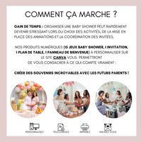 Kit Jeux Baby Shower à personnaliser Canva - Floral Boho Chic - PDF à imprimer