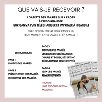 Gazette des mariés à personnaliser Canva - Moderne et Élégant - Journal de mariage PDF