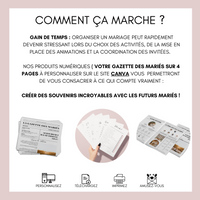 Pack Gazette des mariés + 20 Jeux à personnaliser Canva - Journal de mariage PDF