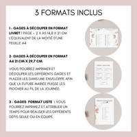 Jeux EVJF en Ville à Imprimer Rose & Gold Fleuri - 45 Gages & Défis