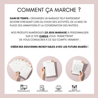 Jeux de mariage à personnaliser Canva - Aquarelle Fleuri - 25 cartes PDF à imprimer