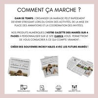 Gazette des mariés à personnaliser Canva - Moderne et Élégant - Journal de mariage PDF