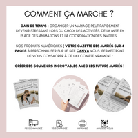 Pack Gazette des mariés Moderne + 20 Jeux à personnaliser Canva - Journal de mariage PDF