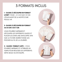 Jeux EVJF en Ville à Imprimer Vert & Rose Spécial Couple Femme - 60 Gages & Défis