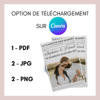 Pack Gazette des mariés Moderne + 20 Jeux à personnaliser Canva - Journal de mariage PDF