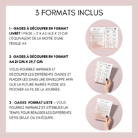 Jeux EVJF en Ville à Imprimer Rose & Blanc Pailleté - 60 Gages & Défis