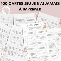 Jeu Je n'ai jamais à imprimer - Rose et Doré Fleuri - 100 Cartes pour adultes PDF