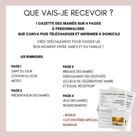 Gazette des mariés à personnaliser Canva - Moderne - Journal de mariage PDF